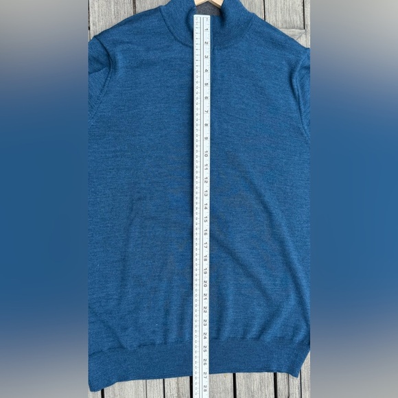 Saks Fifth Avenue 1/4-Zip Sweater XL – 100% Merino Wool, Made in Italy, Blue - Picture 9 of 14
